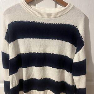 Crown & Ivy Navy & White Striped Sweater Women’s M